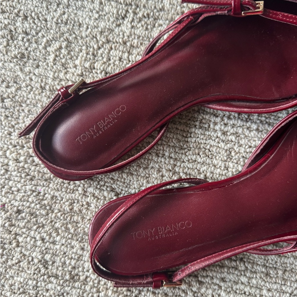 Tony Bianco Bordeaux Patent Leather Jamo Flats - Picture 3 of 5